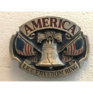 Men's Silver American Let Freedom Ring American Antique Classic Belt Buckle